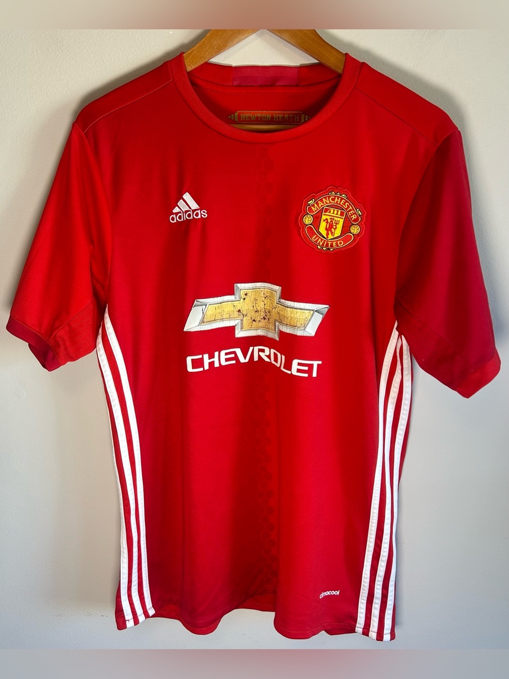 Manchester United Adidas Soccer Football Jersey Mens L Red 2016-2017 Home Pogba